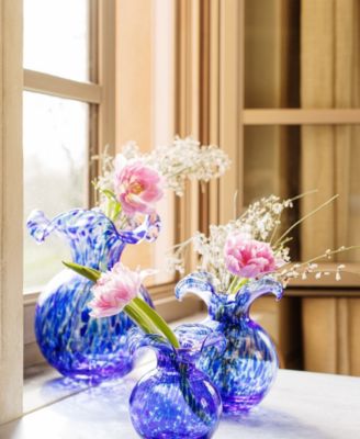 Hibiscus Glass Cobalt Tortoiseshell Large Fluted Vase