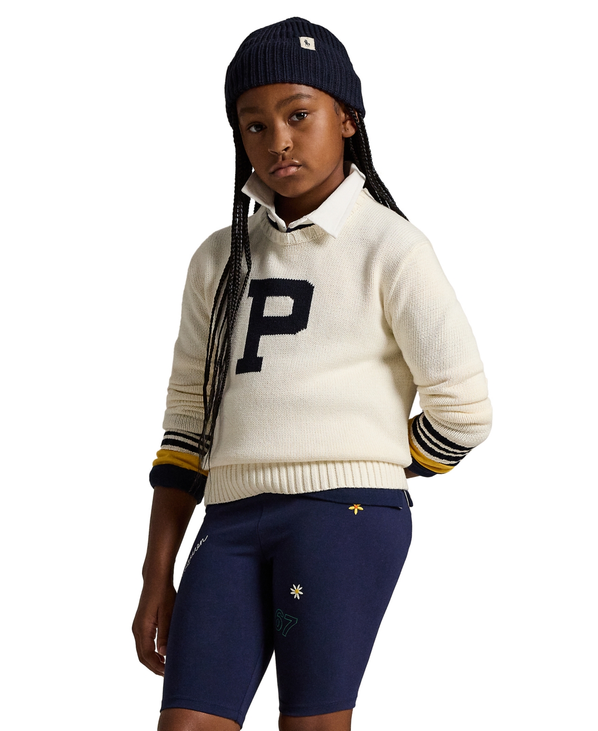 Polo Ralph Lauren Big Girls Cotton Letterman Sweater