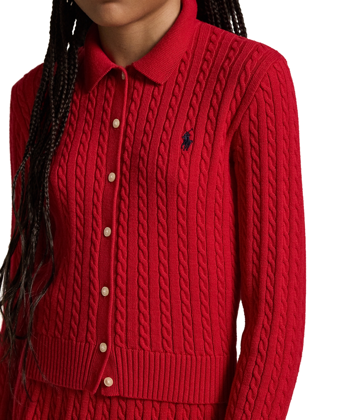 Polo Ralph Lauren Toddler and Little Girls Cotton Polo Cardigan Skirt Set - Rl2000 Red W/ Navy