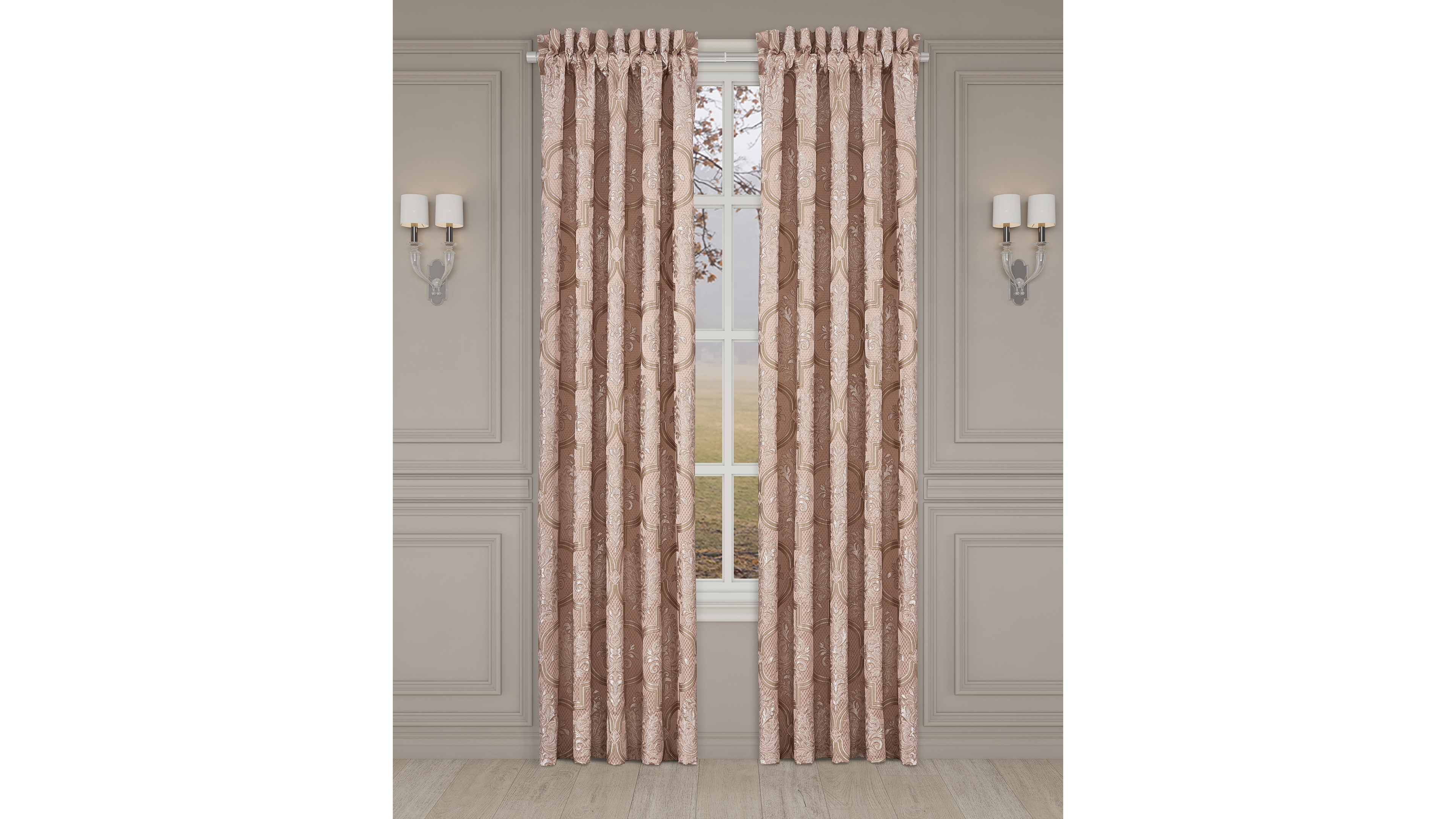 J Queen New York Rosewater Window Panel Pair, 50" x 95"