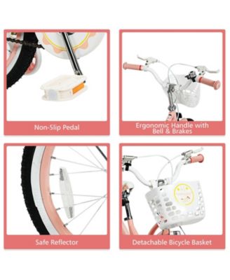 18 Inch Kids Adjustable Bike with Training Wheels - Pink