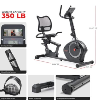 Smart Recumbent Bike Exercise Machine, 350LB Capacity, with Exclusive SunnyFit App Bluetooth Link