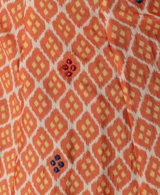 Women's Bandhani and Ajrakh Print Chaniya Choli with Mirror Work