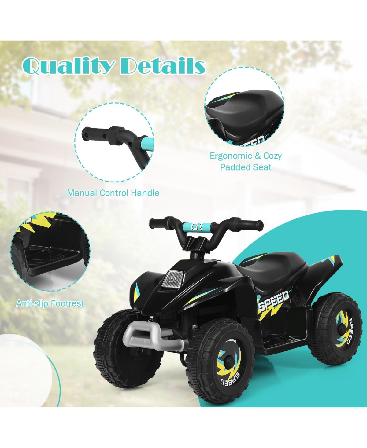 Sugift 6V Kids Electric Atv 4 Wheels Ride-On Toy