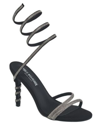 True Religion Tiana Spiral Ankle Wrap Heel - Macy True Religion Black and Tan Platform Heels main image 2