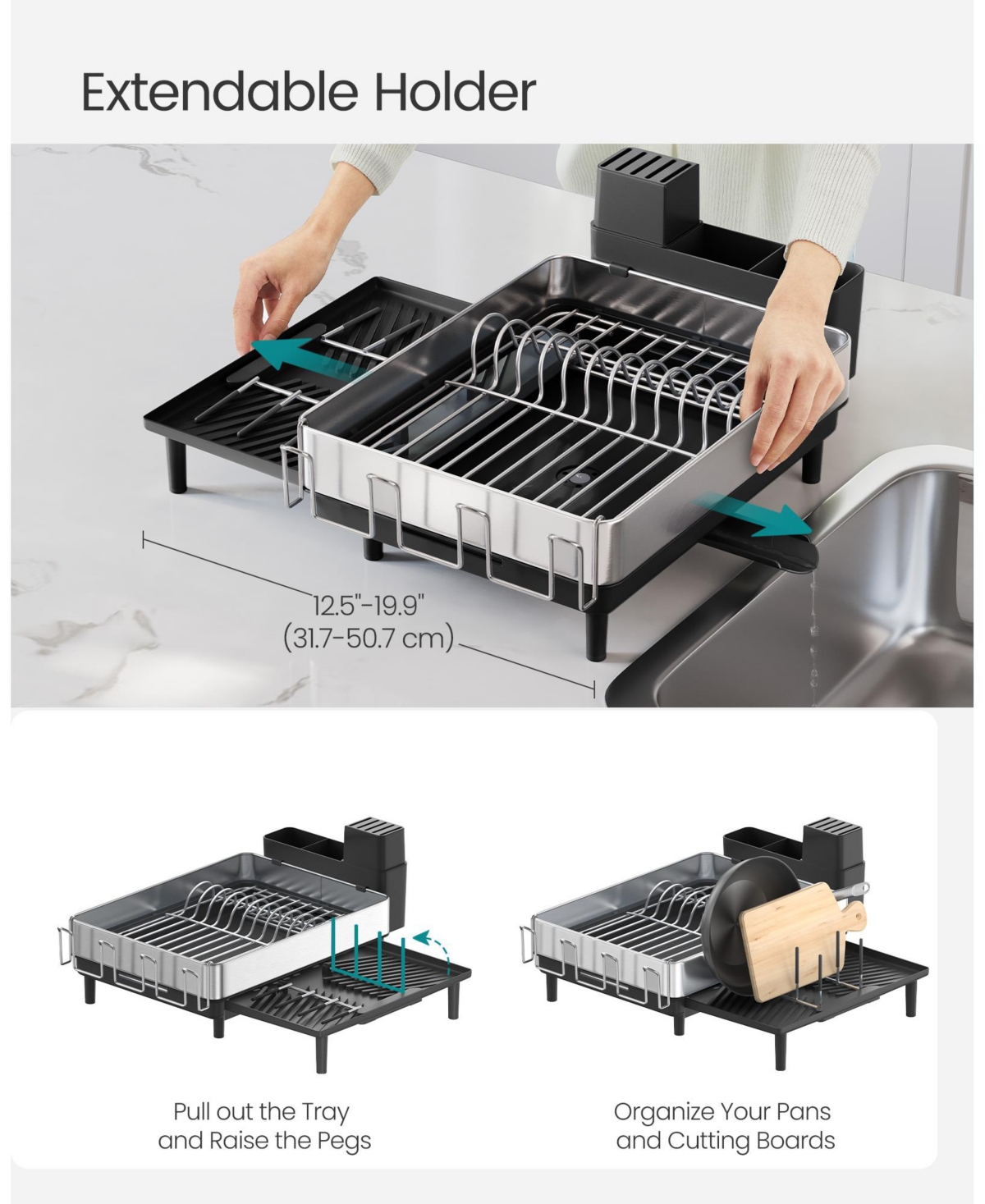 Slickblue Expandable Dish Drying Rack for Kitchen Counter