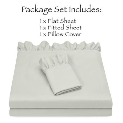Premium Ruffle Sheet Set Soft Double-Brushed Microfiber with Chic Ruffled Hem. Includes Fitted, Flat & Pillow Cover Twin