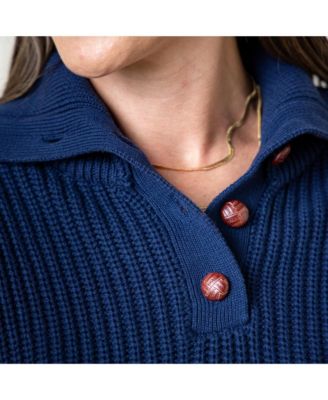 Women's Organic Short Sleeve Spread Collar Sweater