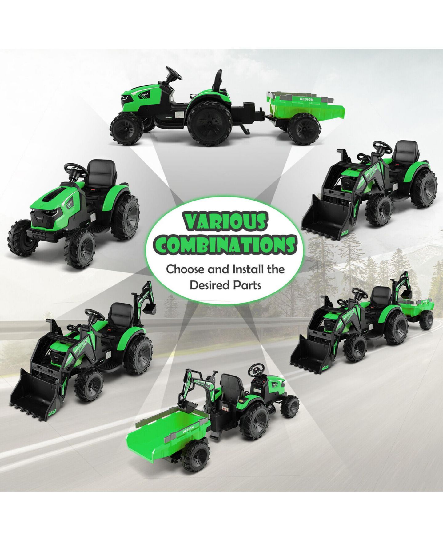 Детская игрушка Gymax 3-in-1 12V Electric Ride-On Excavator, 66 lbs Capacity, от 3 лет, цвет: Чёрный, вариант 1 — фото 3