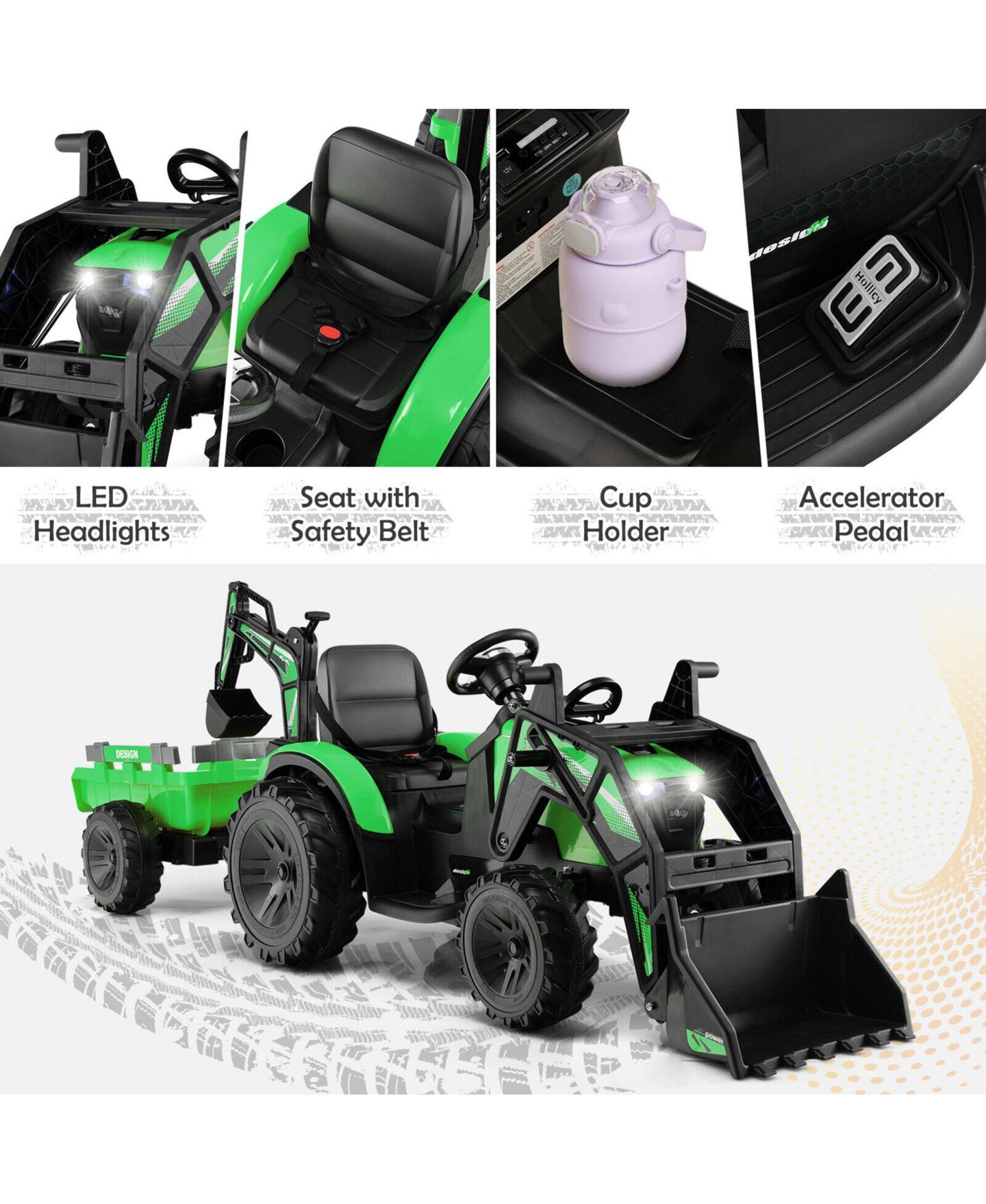 Детская игрушка Gymax 3-in-1 12V Electric Ride-On Excavator, 66 lbs Capacity, от 3 лет, цвет: Чёрный, вариант 1 — фото 7