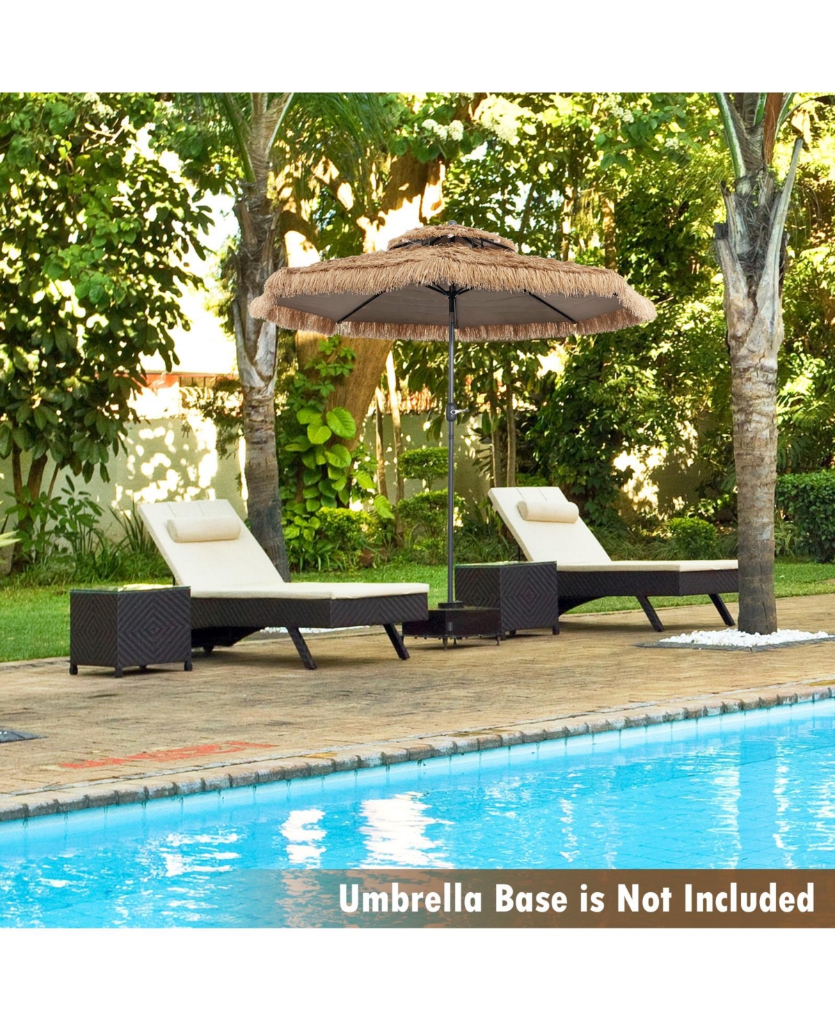 Sugift 10 Feet Hawaiian Style Thatched Tiki Patio Umbrella for Beach and Poolside