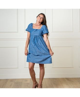 Women's Organic Ruched Bodice Chambray Dress