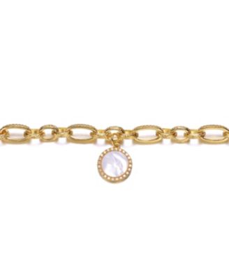 14K Gold Plated Cubic Zirconia Chain with Charm Bracelet