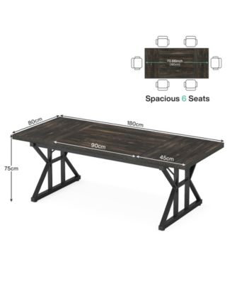 6FT Conference Table, 70.86 L x 31.49 W x 29.52 H Inches Rectangle Meeting Room Table, Rustic Wood Seminar Table Executive Desk