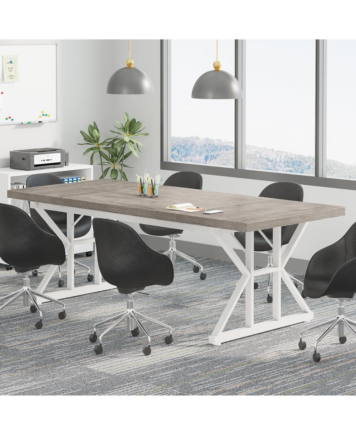 Tribesigns 6FT Conference Table, 70.86 L x 31.49 W 29.52 H Inches Rectangle Meeting Room Rustic Wood Seminar Table Executive Desk