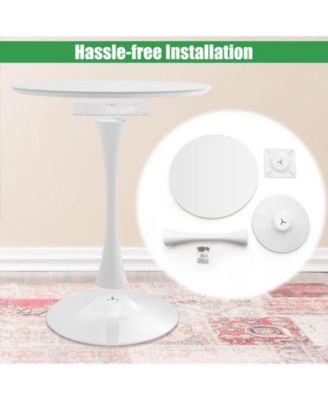 32 Inch Round Outdoor Patio Dining Table with MDF Top