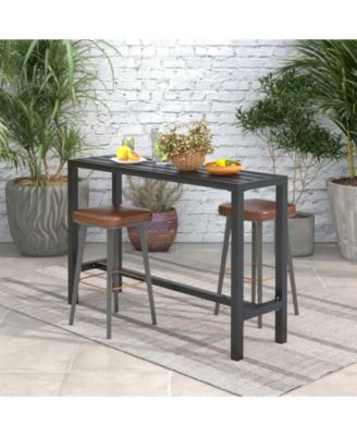 55 Inch Outdoor Bar Table with Waterproof Top and Heavy-duty Metal Frame