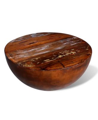 Coffee Table Bowl-shaped with Steel Base Solid Reclaimed Wood
