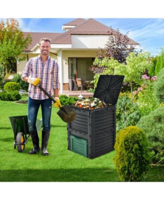 80-Gallon Outdoor Composter with Large Openable Lid and Bottom Exit Door
