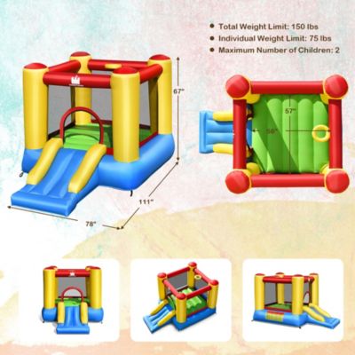 Inflatable Bouncer Kids Bounce House Jumping Castle Slide w/ 480W Blower