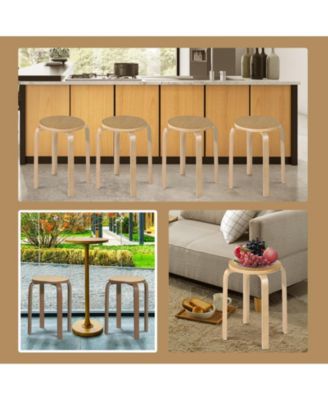 18 Inch Stackable Bentwood Dining Chairs with Round Top - Set of 4