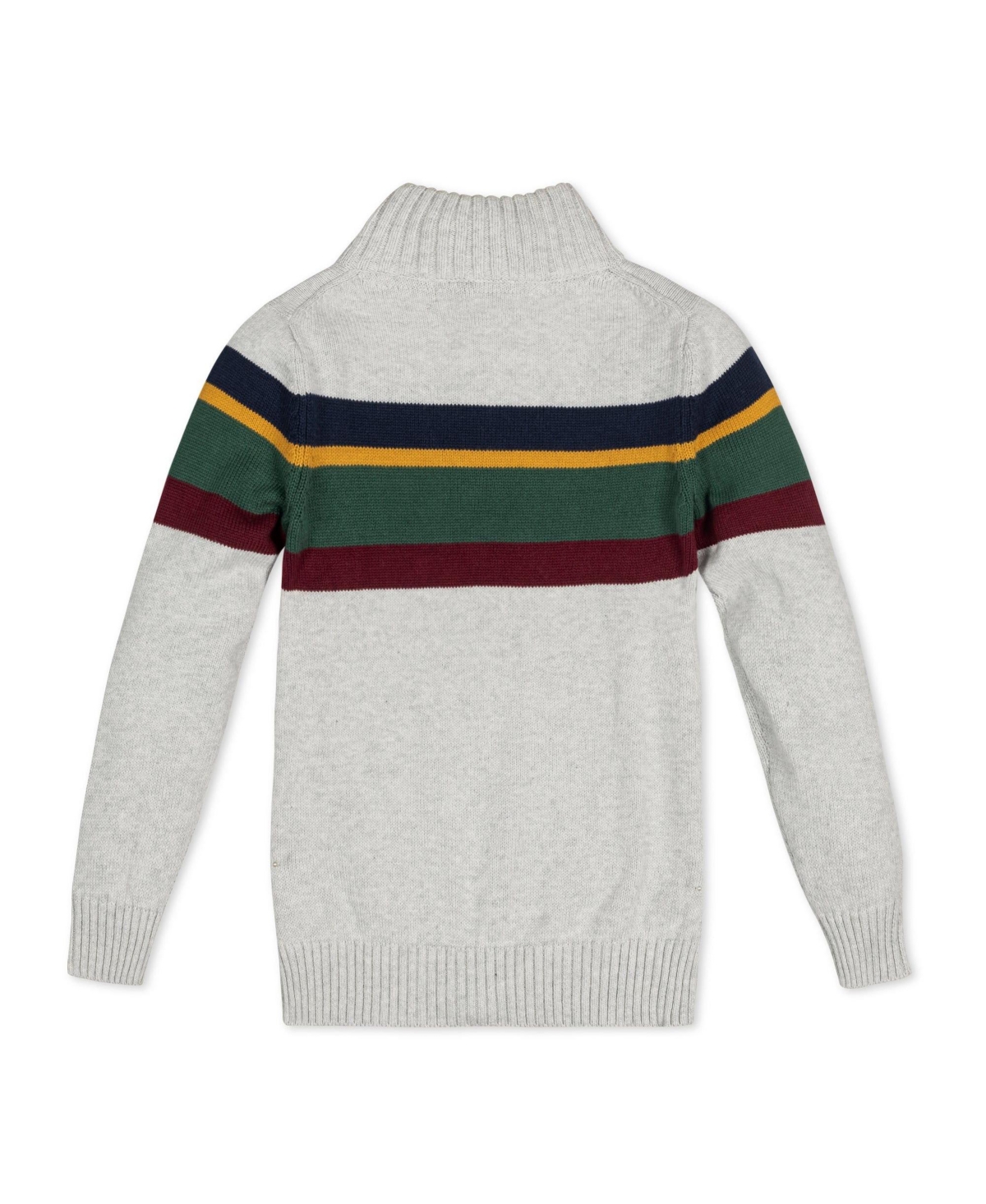 Hope & Henry Baby Boys Organic Long Sleeve Half Zip Sweater with Engineered Stripe - Gray with homeroom stripe