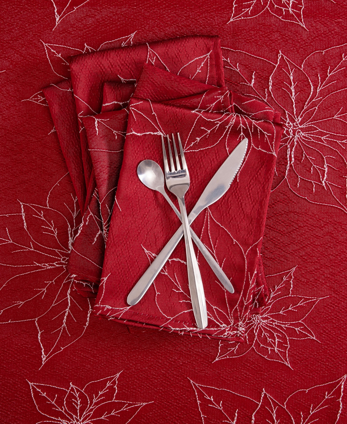 Laura Ashley Raised Woven Napkin 18" X 18", Set Of 6 In Poinsettia