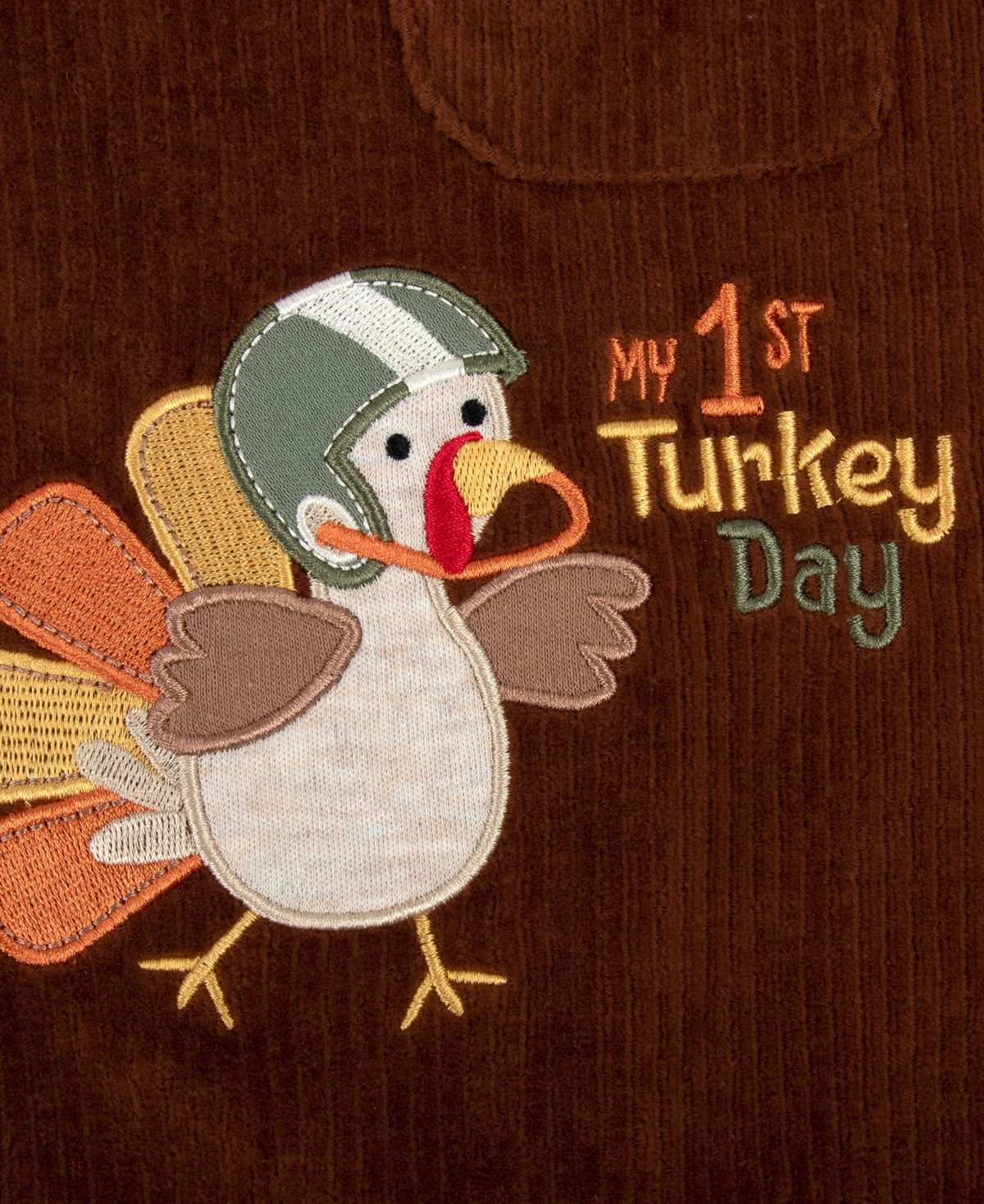 Baby Essentials Baby Boy My 1st Turkey Day Overall, 2 Piece Set In Brown