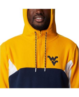 Men's Navy West Virginia Mountaineers Lodge Quarter-Zip Hoodie