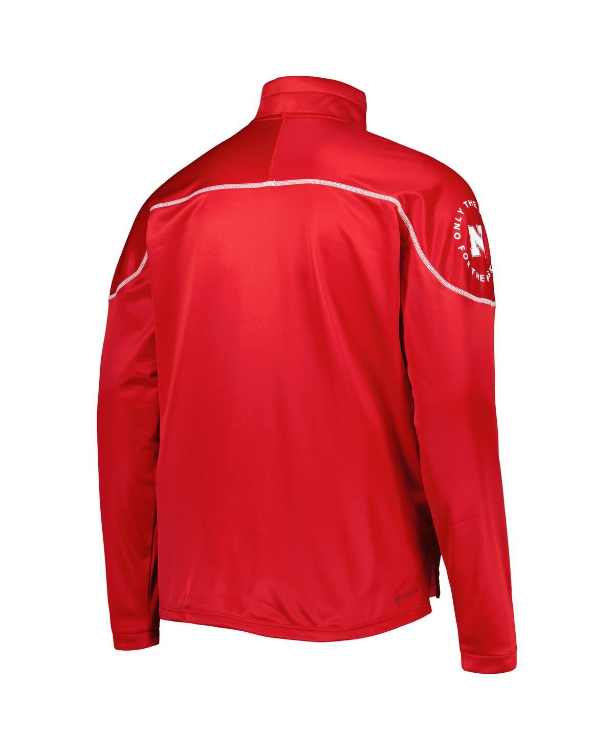 Adidas Men'sNebraska Huskers Aeroready Knit Quarter-Snap Jacket - Scarlet