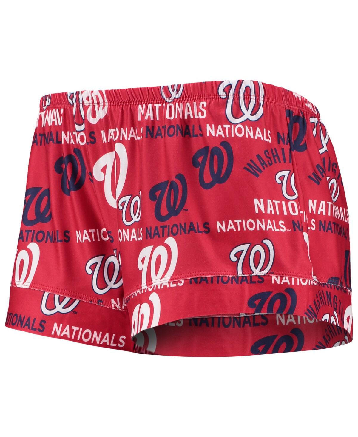 CONCEPTS SPORT WOMEN'S RED WASHINGTON NATIONALS FLAGSHIP ALLOVER PRINT TOP SHORTS SLEEP SET 