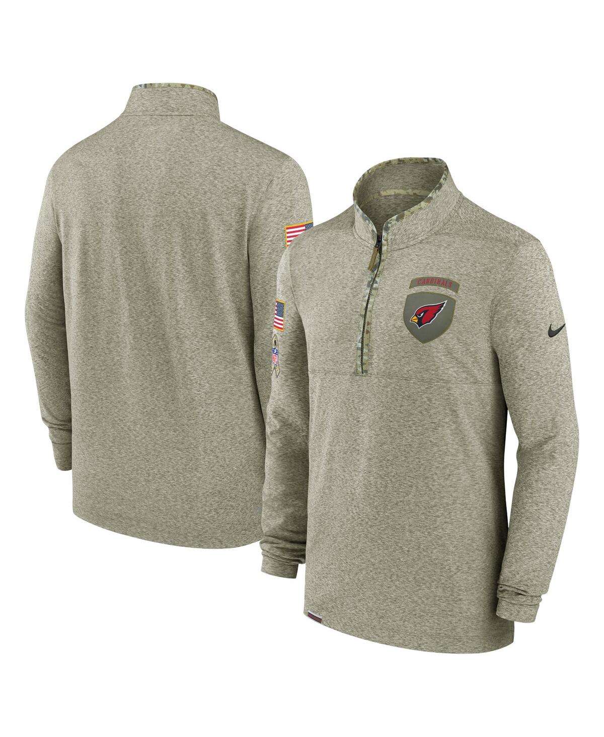 NIKE MEN'S OLIVE ARIZONA CARDINALS SALUTE TO SERVICE QUARTER-ZIP TOP