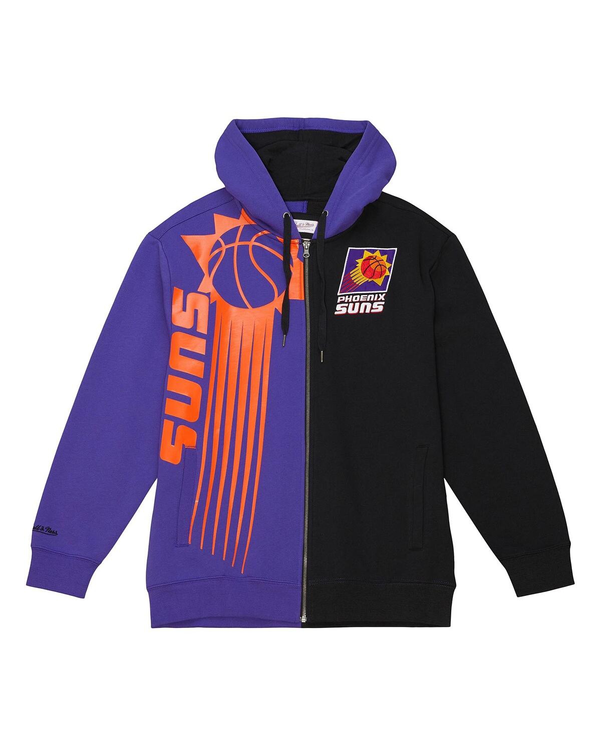 Mitchell & Ness Men'sBlack Phoenix Suns Color Block 2.0 Fleece Full-Zip Hoodie - Purple, Black