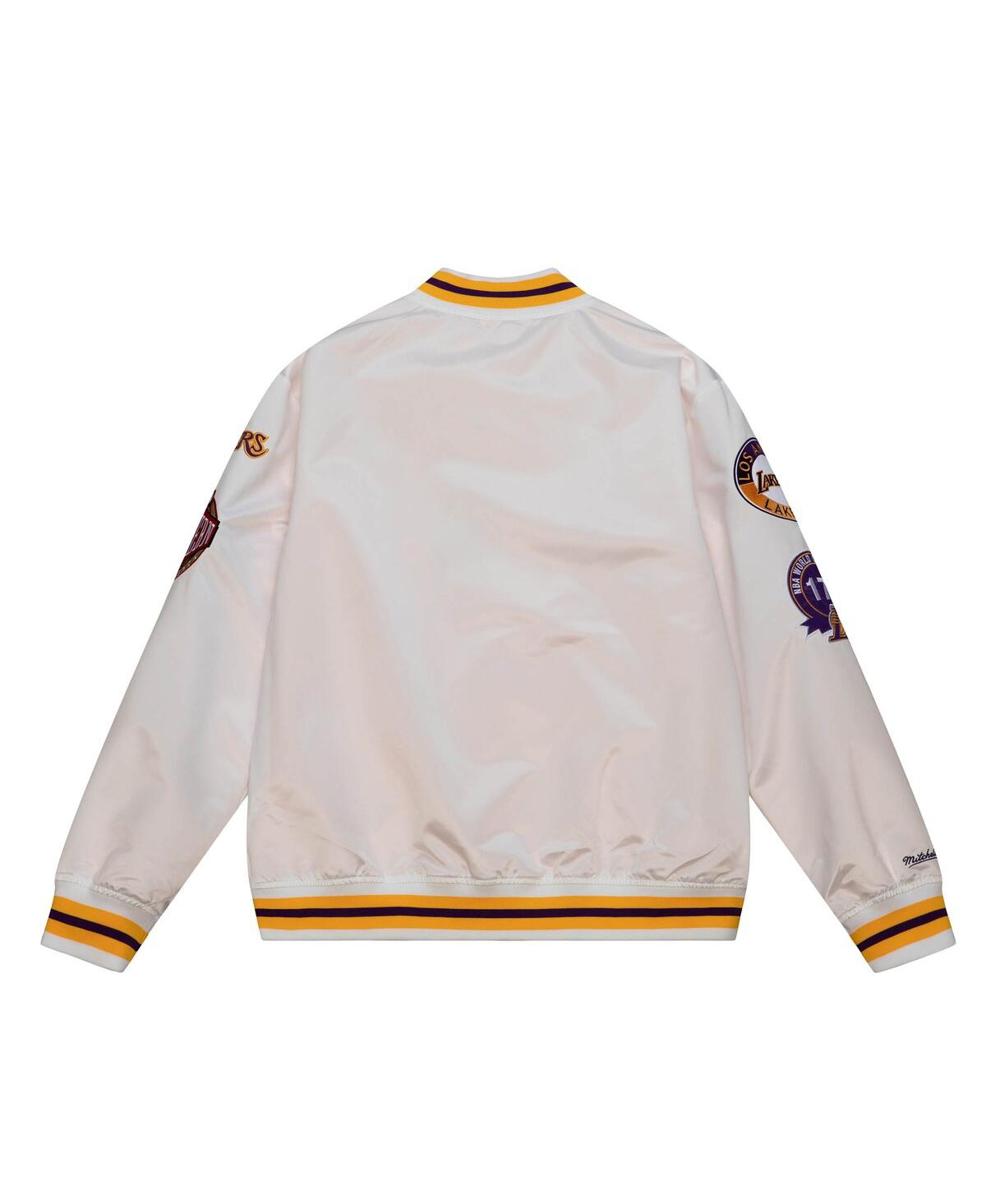 Mitchell & Ness Men'sLos Angeles Lakers City Collection Lightweight Satin Full-Snap Jacket - White