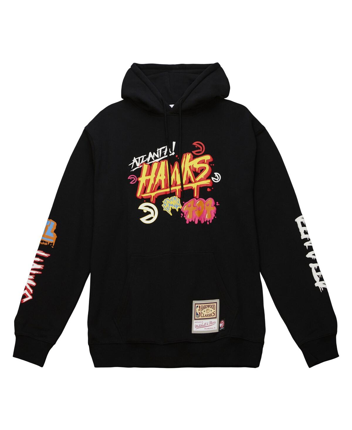 Mitchell & Ness Men'sAtlanta Hawks Hardwood Classics Slap Sticker Pullover Hoodie - Black