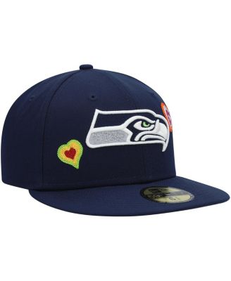 Men's College Navy Seattle Seahawks Chain Stitch Heart 59FIFTY Fitted Hat