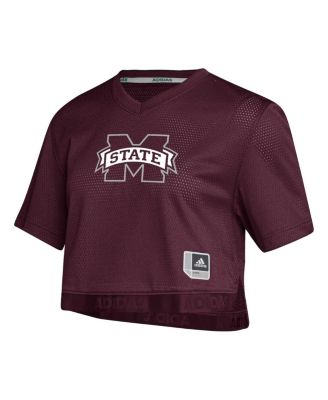 Women's Maroon Mississippi State Bulldogs Primegreen V-Neck Cropped Jersey