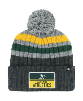 Men's Gray Oakland Athletics Stack Cuffed Knit Hat with Pom