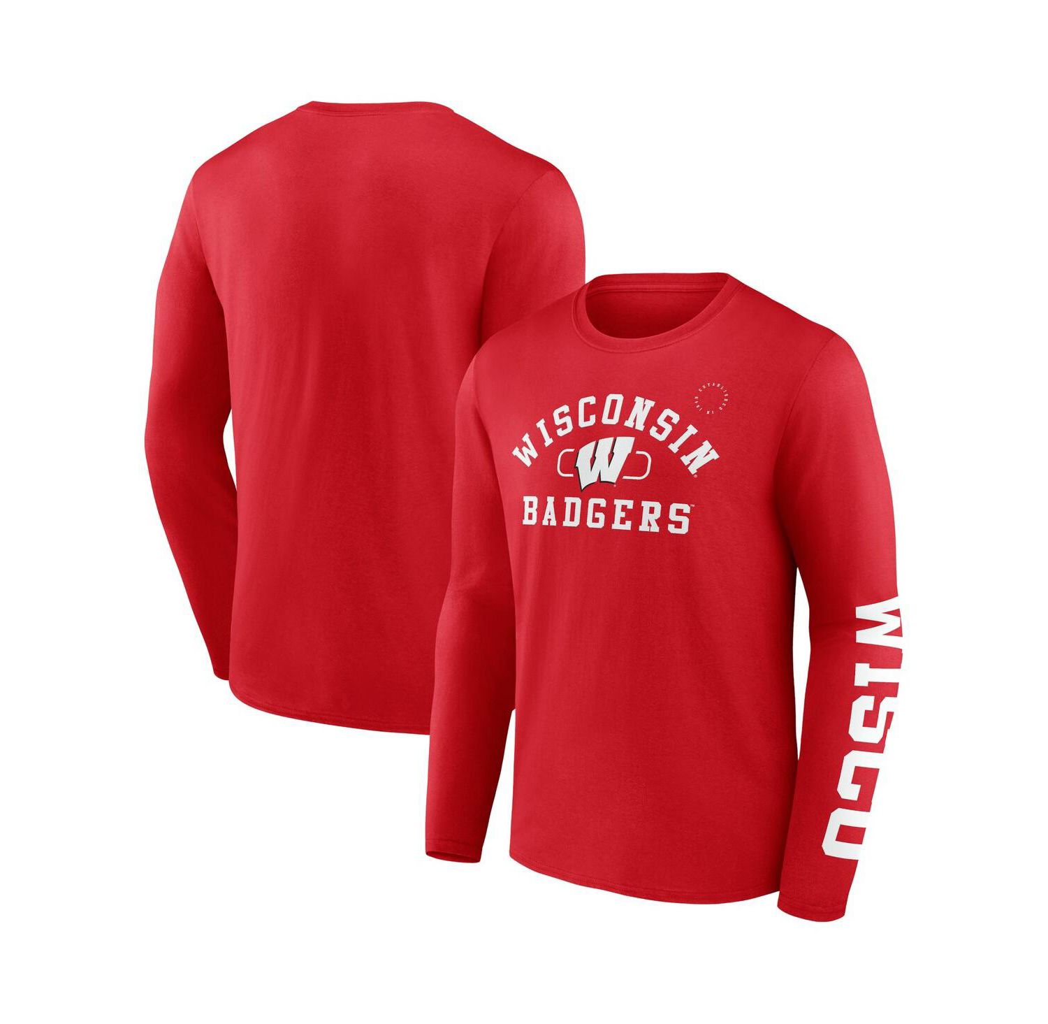 Men's Red Wisconsin Badgers Modern Arch 2-Hit Long Sleeve T-Shirt