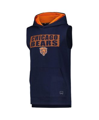 Men's Navy Chicago Bears Marathon Sleeveless Pullover Hoodie