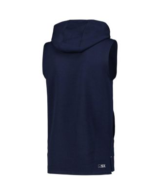 Men's Navy Chicago Bears Marathon Sleeveless Pullover Hoodie