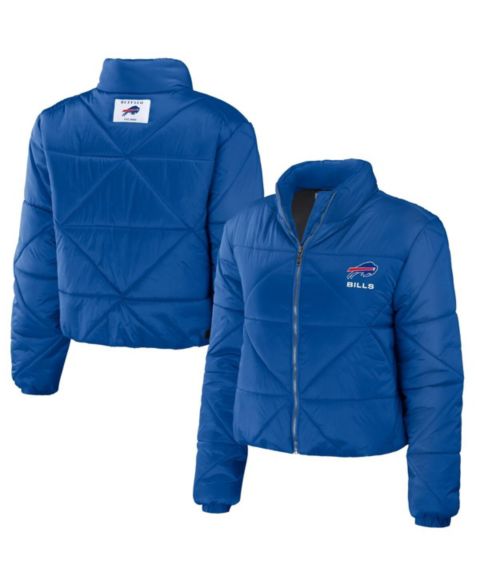Женские куртки WEAR by Erin Andrews Women's Royal Buffalo Bills Cropped Puffer Full-Zip Jacket