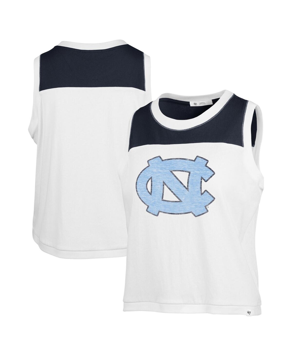 47 BRAND WOMEN'S WHITE NORTH CAROLINA TAR HEELS PREMIER ZOEY WAIST LENGTH TANK TOP 