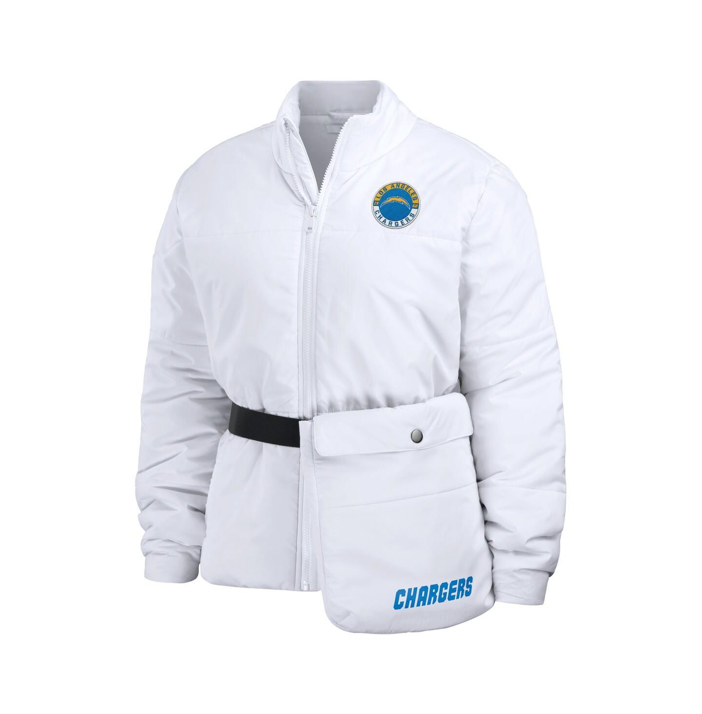 Женская куртка WEAR by Erin Andrews White Los Angeles Chargers Packaway Full-Zip Puffer — фото 4