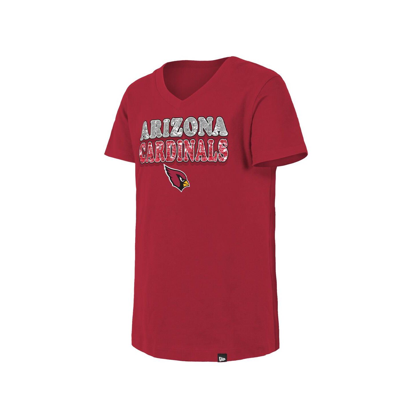Футболка New Era Cardinal Arizona Cardinals Reverse Sequin V-Neck для девочек — фото 3