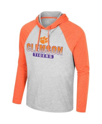 Men's Heather Grey Clemson Tigers Hasta La Vista Raglan Hoodie Long Sleeve T-Shirt