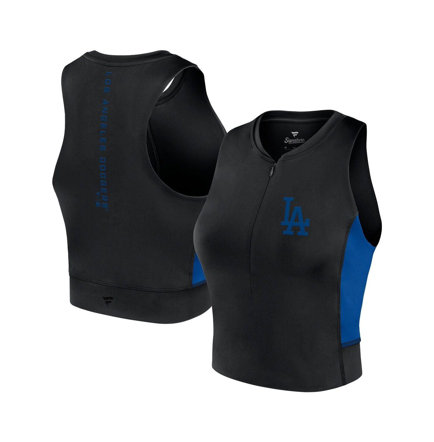 Женский топ Fanatics Black Los Angeles Dodgers Studio Half-Zip Fitted Gym — фото 1
