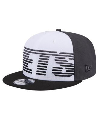 Men's White/Black Brooklyn Nets Throwback Gradient Tech Font 9FIFTY Snapback Hat