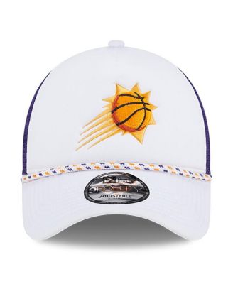 Men's White/Purple Phoenix Suns Court Sport Foam A-Frame 9FORTY Adjustable Trucker Hat