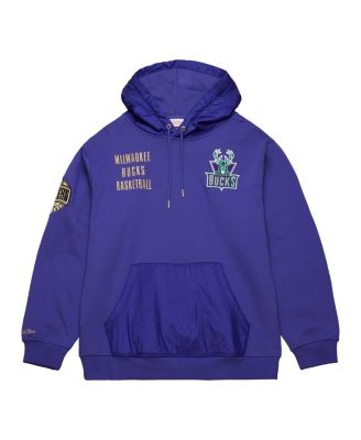 Men's Purple Milwaukee Bucks Team OG 2.0 Vintage Logo Fleece Pullover Hoodie